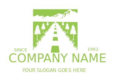 travel logo driveway across countryside