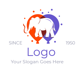 animal logo elephant in colorful balloons dots