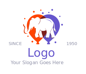 animal logo elephant in colorful balloons dots