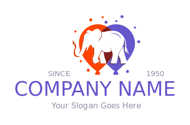 animal logo elephant in colorful balloons dots