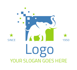 animal logo elephant with pixels in square