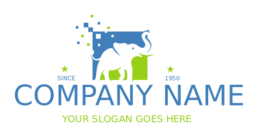 animal logo elephant with pixels in square