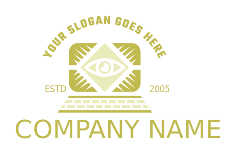 IT security logo eye in form of chip in laptop