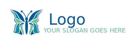 make a beauty logo negative space faces forming butterfly wings