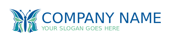 make a beauty logo negative space faces forming butterfly wings