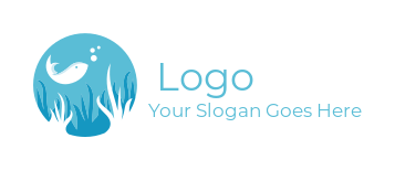pet shop logo negative space fish kelp in aquarium