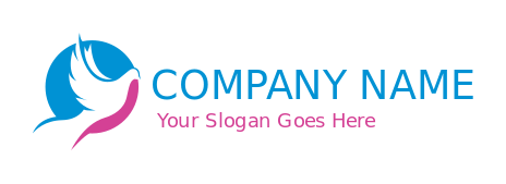 pet logo illustration negative space flying dove in circle 