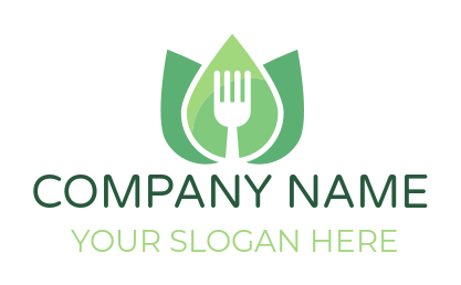 negative space fork in vegan leaves logo creator