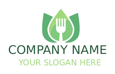 vegan restaurant logo negative space fork in leaves