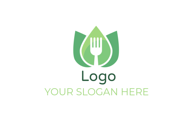 negative space fork in vegan leaves creator