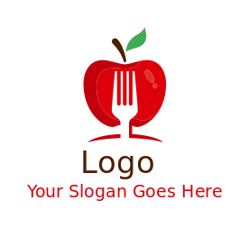 nutritionist logo negative space fork with apple