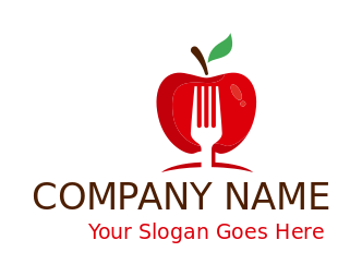 nutritionist logo negative space fork with apple
