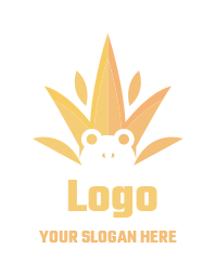 animal logo negative space frog on leaves crown