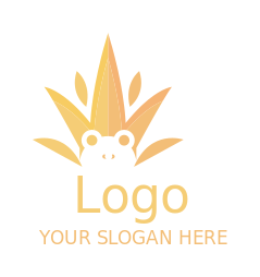 animal logo negative space frog on leaves crown