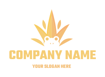 animal logo negative space frog on leaves crown