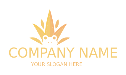 animal logo negative space frog on leaves crown