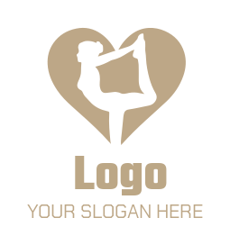 fitness logo girl stretching inside heart