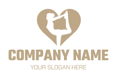 fitness logo girl stretching inside heart