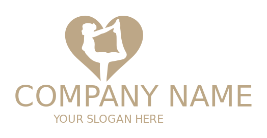 fitness logo girl stretching inside heart