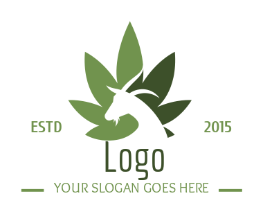 animal logo icon goat inside cannabis leaf