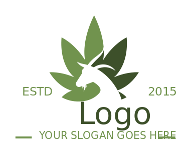 animal logo icon goat inside cannabis leaf