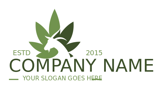animal logo icon goat inside cannabis leaf