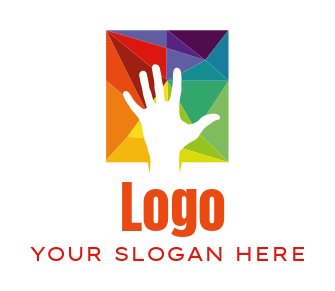 childcare logo maker hand in rainbow mosaic