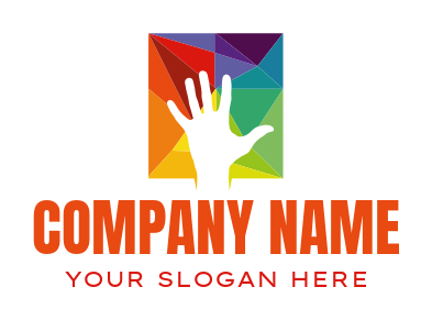 childcare logo maker hand in rainbow mosaic