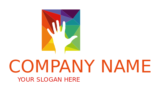 childcare logo maker hand in rainbow mosaic