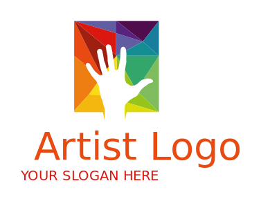 childcare logo maker hand in rainbow mosaic