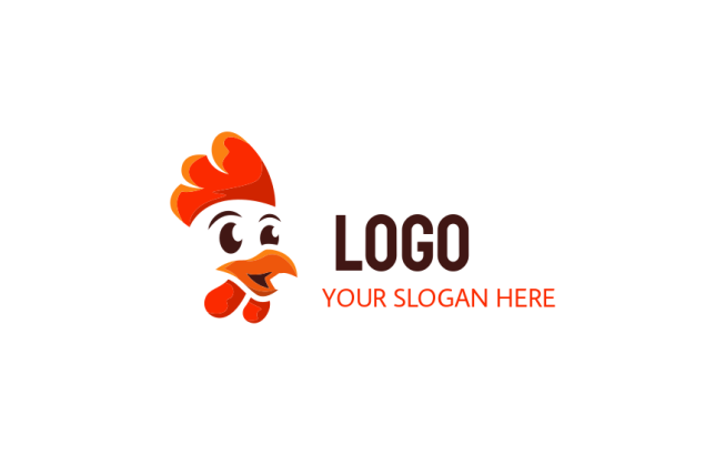 pet logo icon head of rooster with wattle