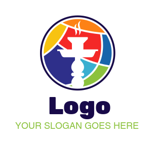 entertainment logo hookah in colorful circle