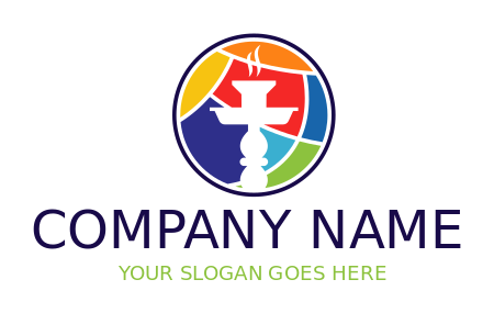 entertainment logo hookah in colorful circle