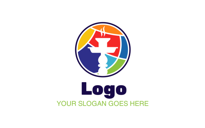 entertainment logo hookah in colorful circle