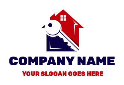 real estate logo negative space key in house