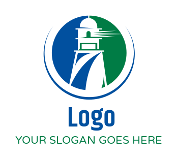 insurance logo maker negative space lighthouse with beacon