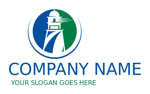 insurance logo maker negative space lighthouse with beacon