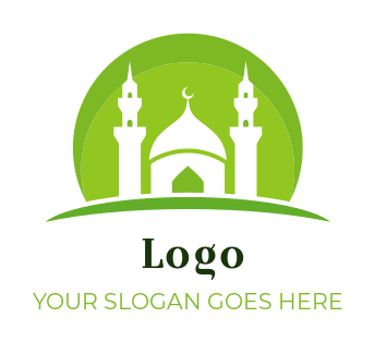 religious logo mosque against yellow semi circle
