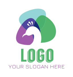 animal logo template peacock in colorful layers