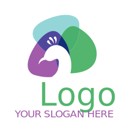 animal logo template peacock in colorful layers