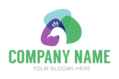 animal logo template peacock in colorful layers