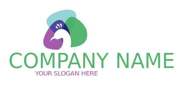 animal logo template peacock in colorful layers