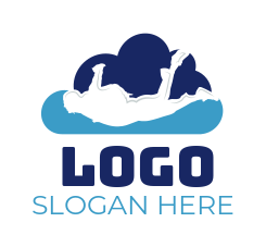 sports logo maker person skydiving in clouds