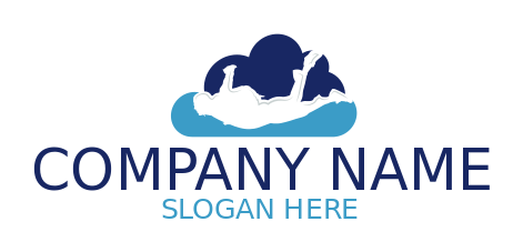 negative space person skydiving in clouds logo concept