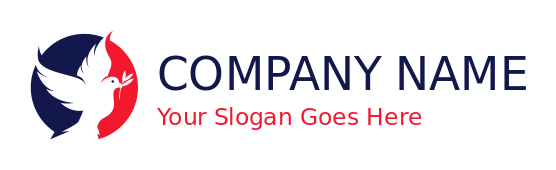 pet logo maker negative space pigeon flying in the circle with leaf