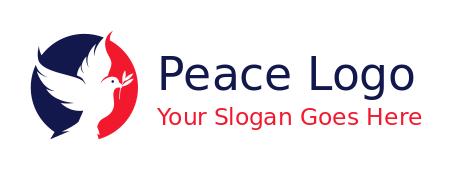 pet logo maker negative space pigeon flying in the circle with leaf