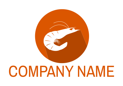 restaurant logo prawn in dark orange circle