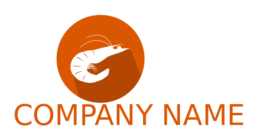 restaurant logo prawn in dark orange circle