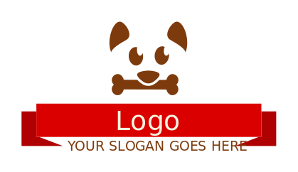 pet logo negative space puppy bone and ribbon