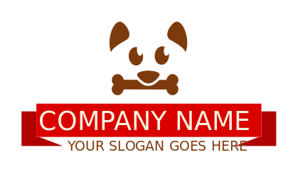 pet logo negative space puppy bone and ribbon
